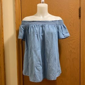 SOLD. Denim Off the Shoulder Top